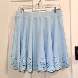 Light blue lace cutout skirt